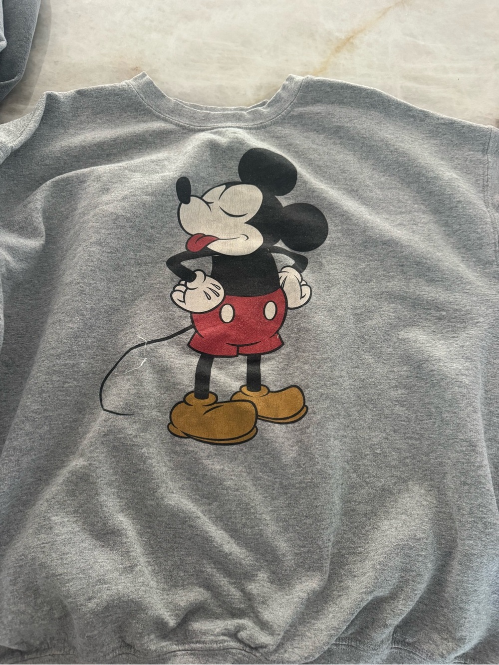Disney Grey Mickey Mouse Pullover Sweatshirt with Red & Gold Graphic